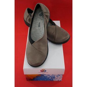 New Women Clarks CLOUDSTEPPERS Sullivan Jetay Pewter Synthetic Slip on Shoes 7.5